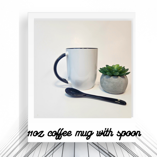 11oz Coffee Mug With Spoon Customizable