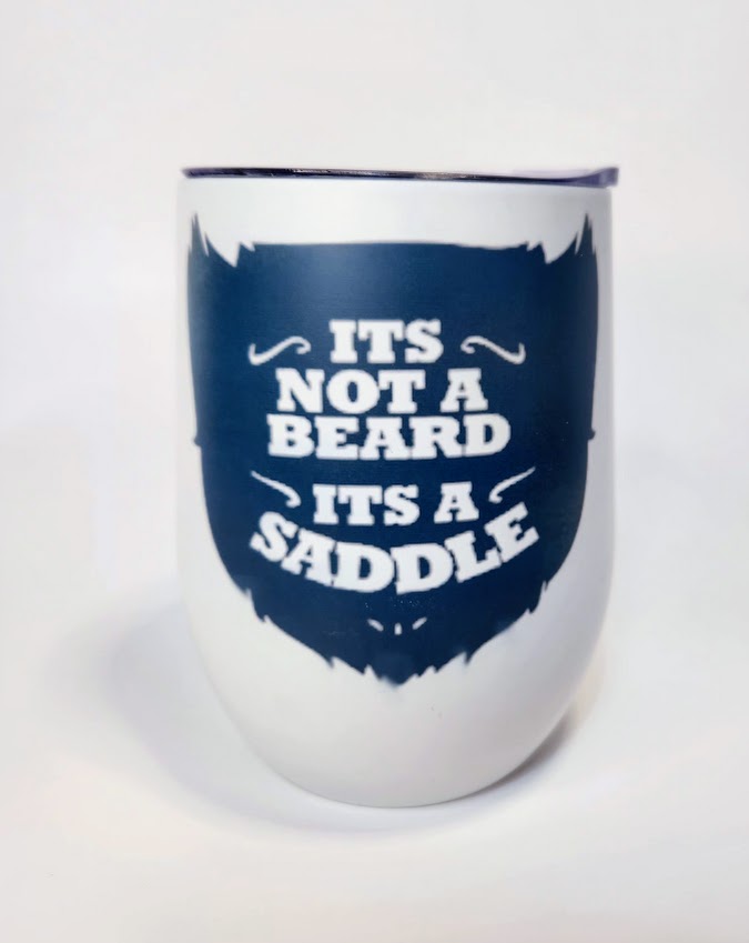 RTS 12oz Matte Wine Tumbler " Its Not A Beard" - Pink Dog makes