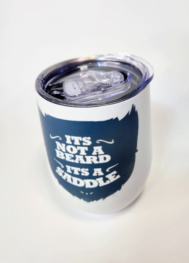 RTS 12oz Matte Wine Tumbler " Its Not A Beard" - Pink Dog makes
