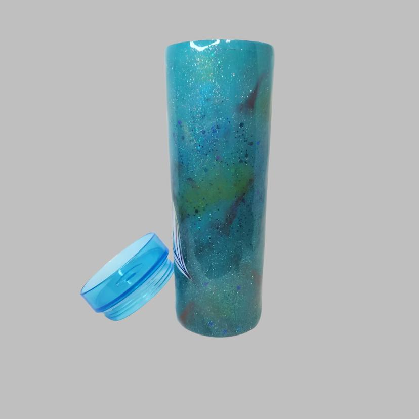 Hand Glittered Peacock Acrylic Tumblers