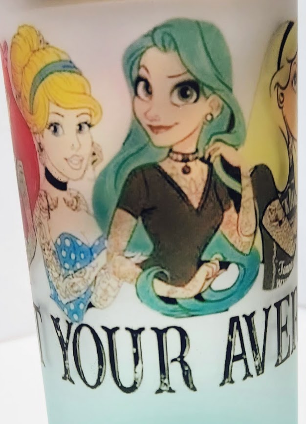 Custom Edgy Princess Glass with Enviro Friendly Bamboo Lid, 25oz Ombre blue