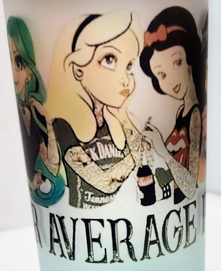 Custom Edgy Princess Glass with Enviro Friendly Bamboo Lid, 25oz Ombre blue