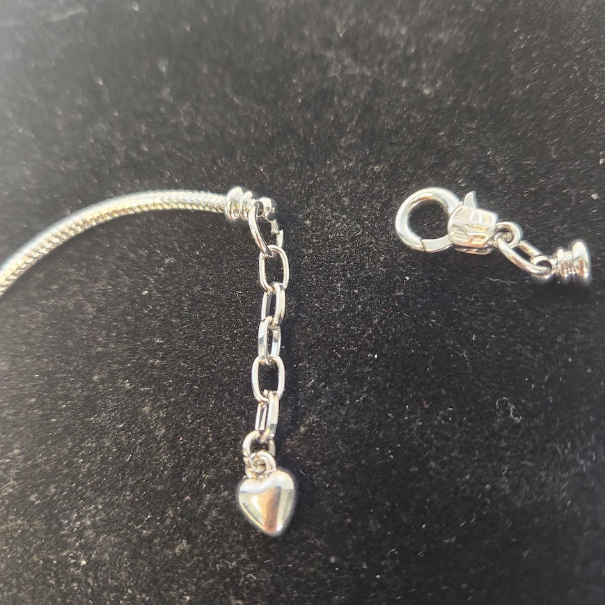 Handmade Mixed Metal Pink Crystal Charm Bracelet