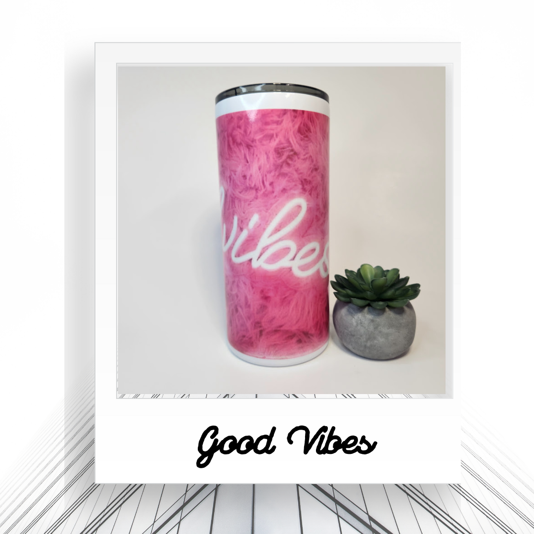 22oz Wide Good Vibes Stainless Steel Tumbler, Pink, Drink Container, Mug
