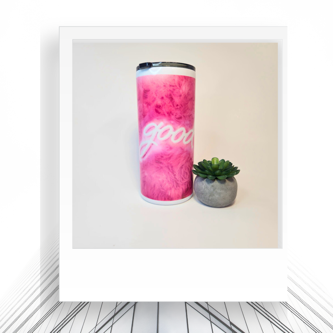 22oz Wide Good Vibes Stainless Steel Tumbler, Pink, Drink Container, Mug