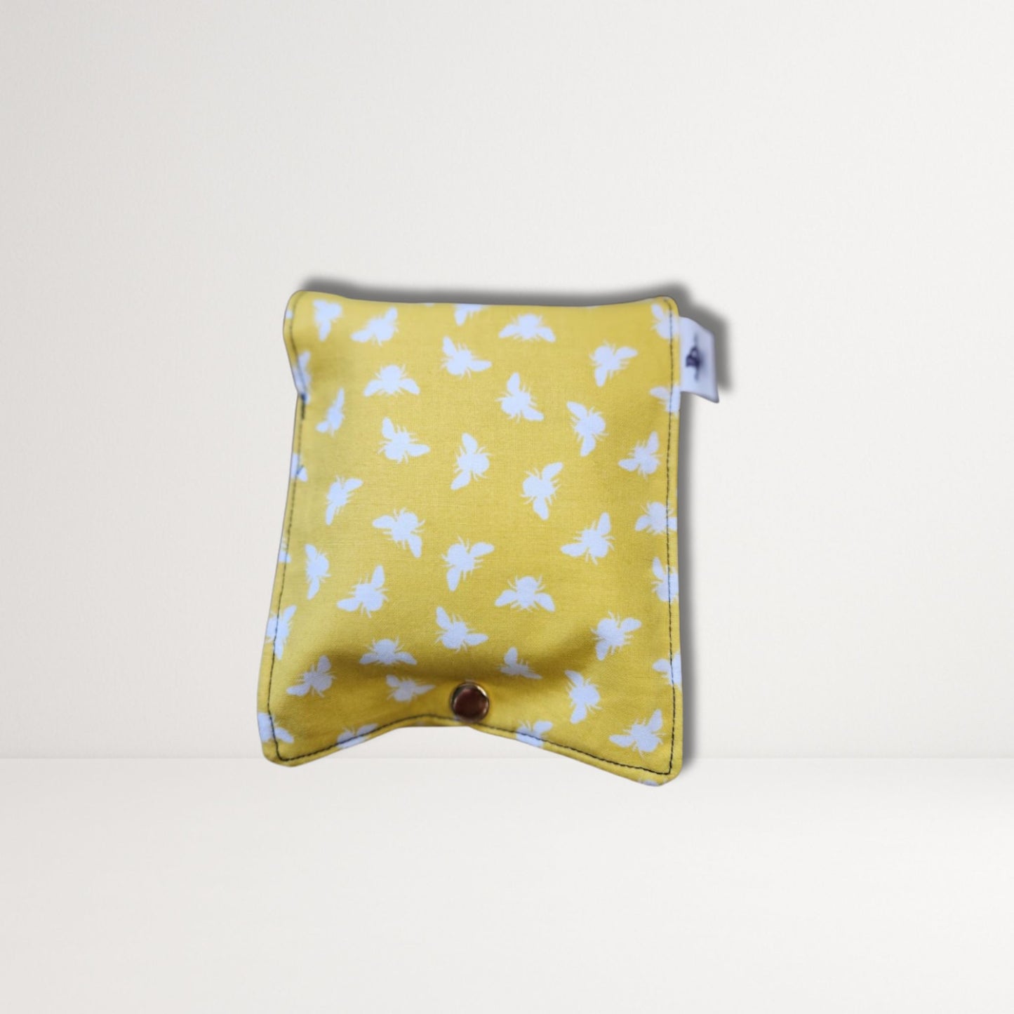 Yellow Bees Fabric Sanitary Pouch With Snap Closure For Tampons