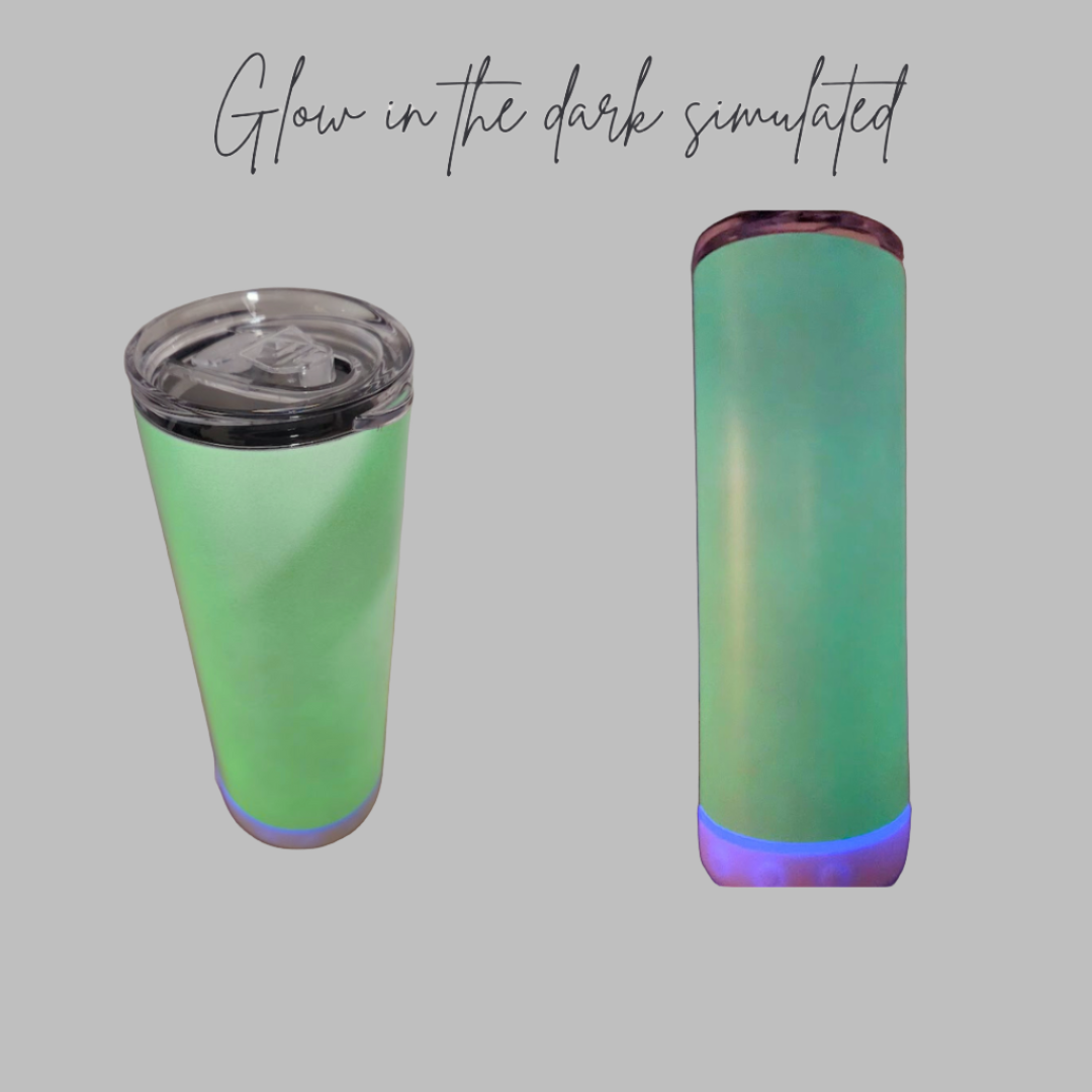 20 oz Blue tooth glow in the dark tumbler - Pink Dog makes