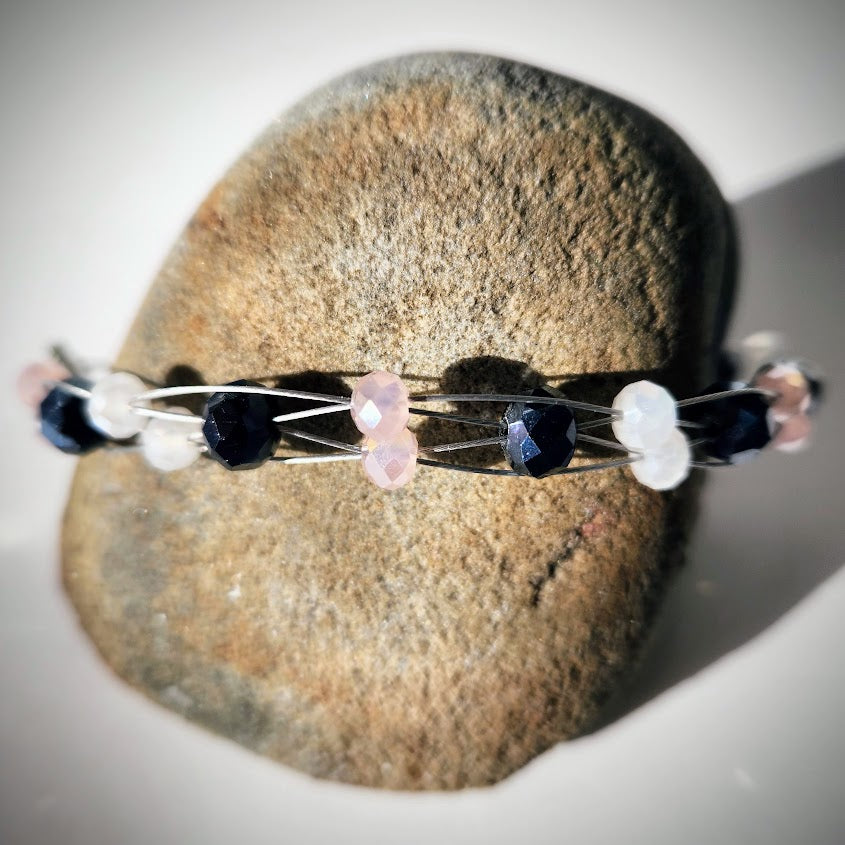 Ladies Adjustable Handcrafted Glass Bead Bracelet Dressy, Bride, Bridal Party Gifts