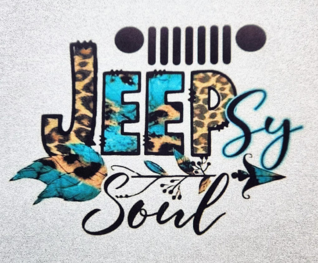 Ladies Medium Grey, Jeep Themed Tank Top, Animal Print Lettering