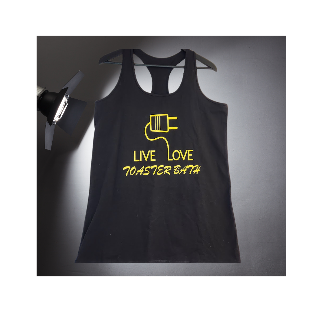 Black Razor Back Tank Top with Yellow Graphic, 3XL