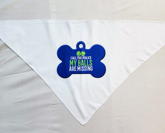 PET BANDANA WIMSICAL FUNNY MISSING BALLS LOGO