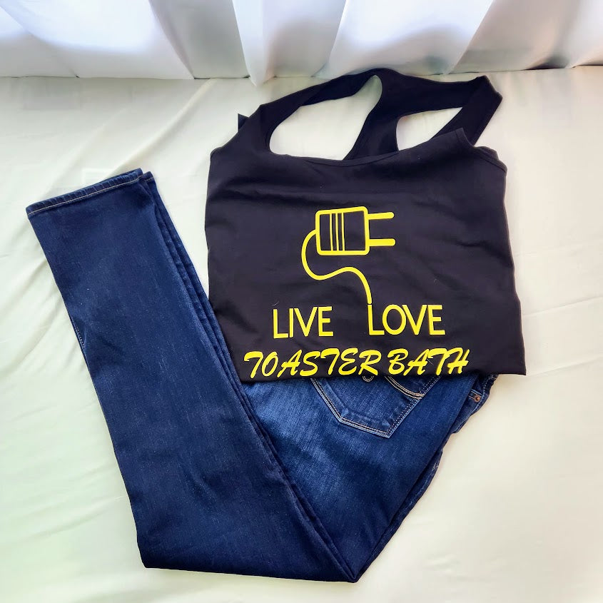 Black Razor Back Tank Top with Yellow Graphic, 3XL