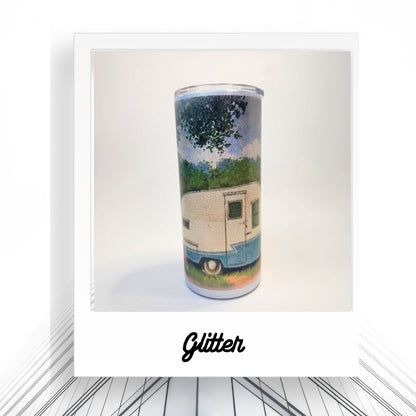 15oz Glitter Retro Truck and Trailer Tumbler | Insulated Travel Cup