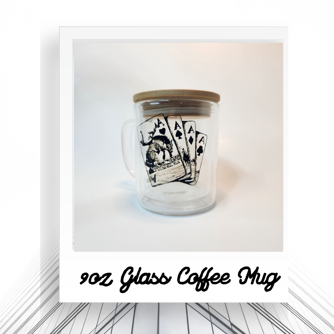 RTS 9oz Cowboy Aces Glitter Globe Mug