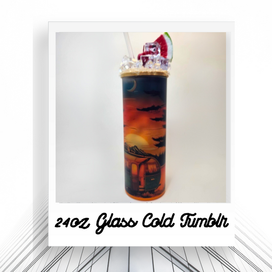 RTS 24oz Retro camper cold tumbler with ice topper