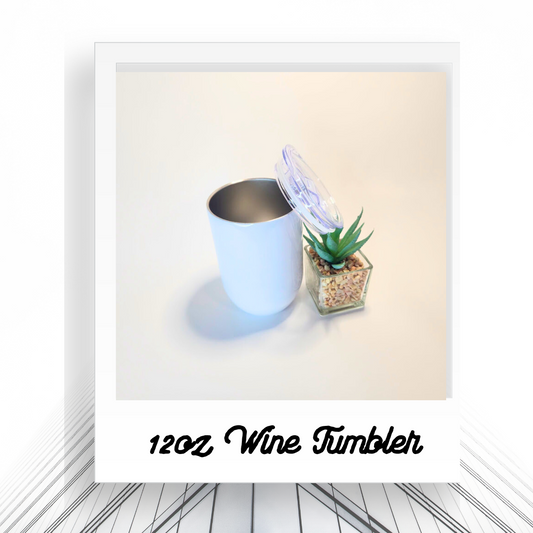 12oz Stainless Steel Wine Tumbler, Customizable, Hot/Cold, Favors