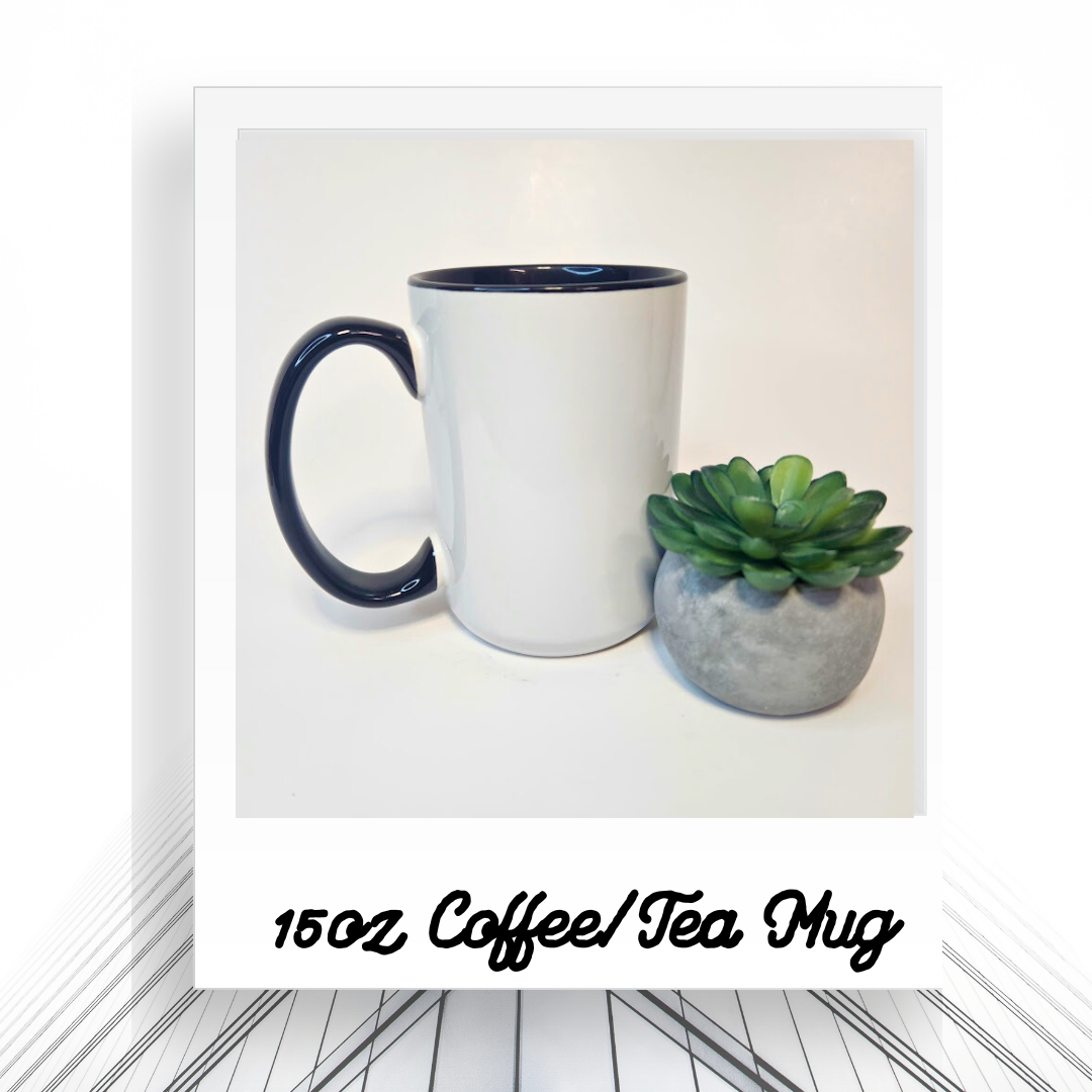 15oz Black Inside Coffee/Tea Mug Customizable