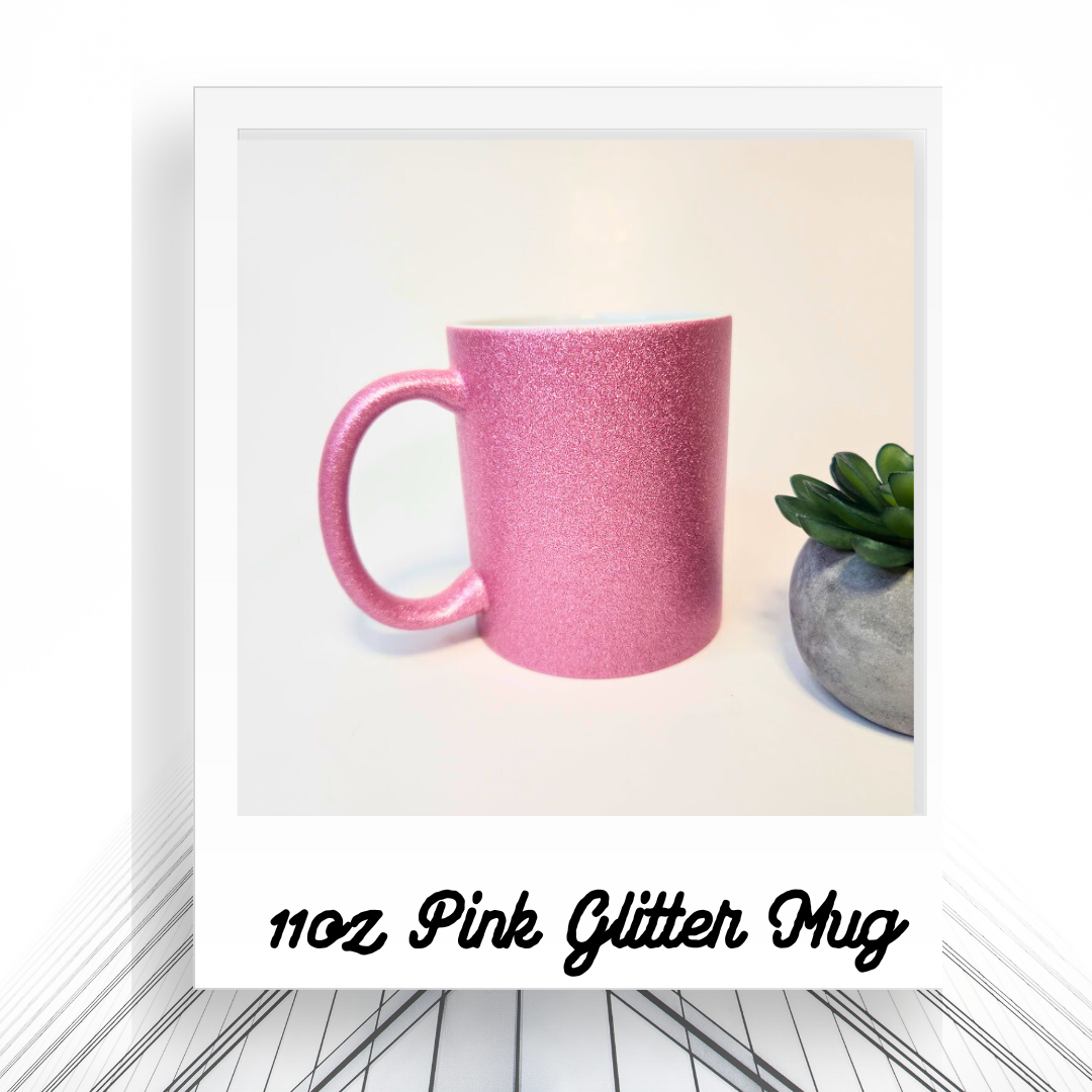 11oz Glitter Pink Coffee/Tea Mug Customizable, Gifts, Ceramic, Promotion