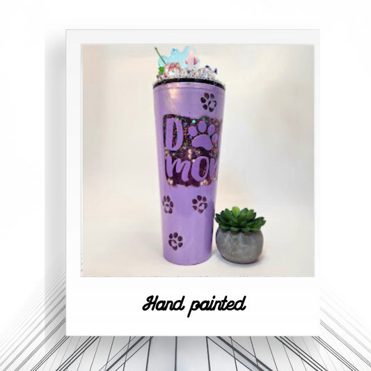 24oz Peek -A -Boo GlitterGlobe Dog Mom Tumbler