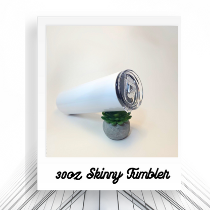 Customizable 30oz White Skinny Tumbler | Insulated Travel Cup