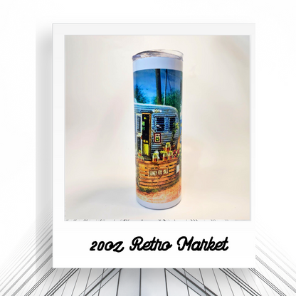 Retro Market Tumbler | 20oz Stainless Steel Hot & Cold Cup