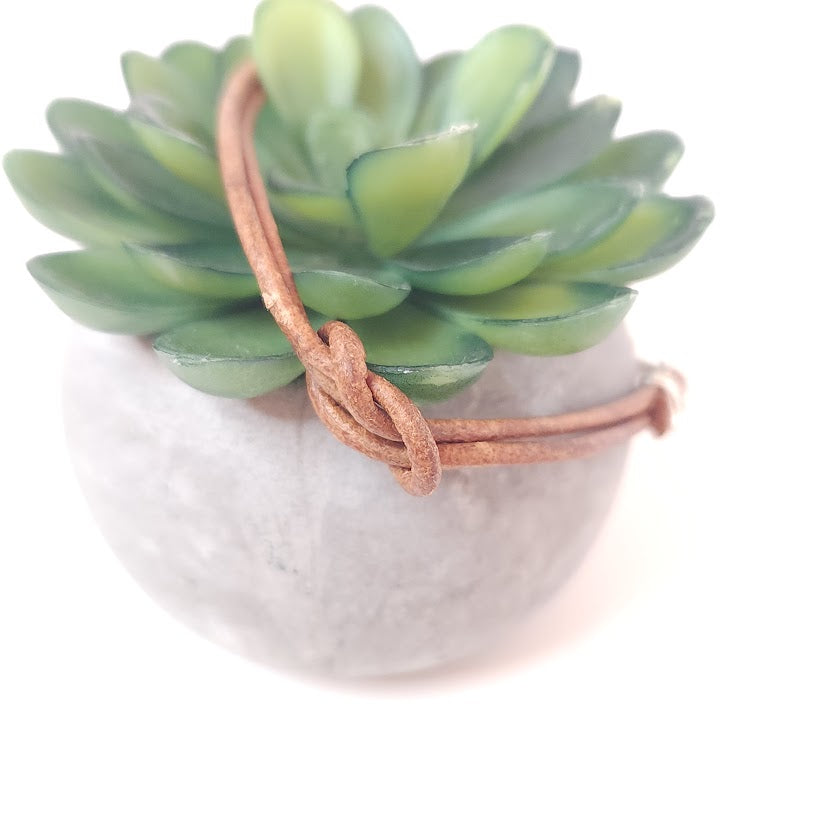Handcrafted Leather and Jaipurite Stone Bracelet