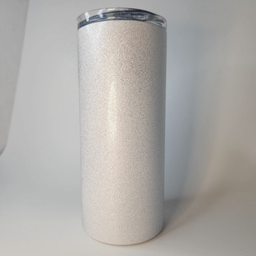 15oz Silver Glitter Tumbler Customizable - Pink Dog makes