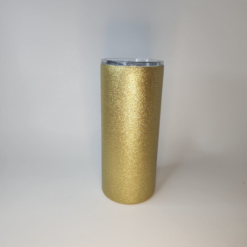 15oz Gold Glitter Tumbler Customizable - Pink Dog makes