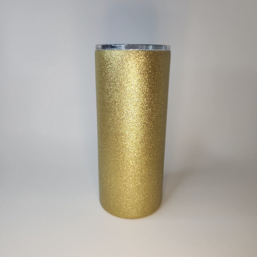 15oz Gold Glitter Tumbler Customizable - Pink Dog makes