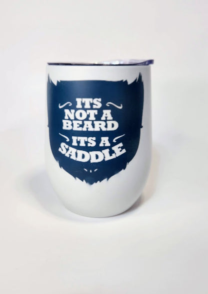 RTS 12oz Matte Wine Tumbler " Its Not A Beard" - Pink Dog makes