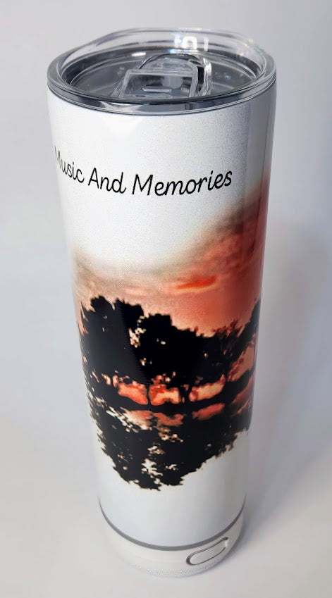 RTS 20oz Blue tooth Speaker "music and Memories" Hot/Cold Tumbler - Pink Dog makes