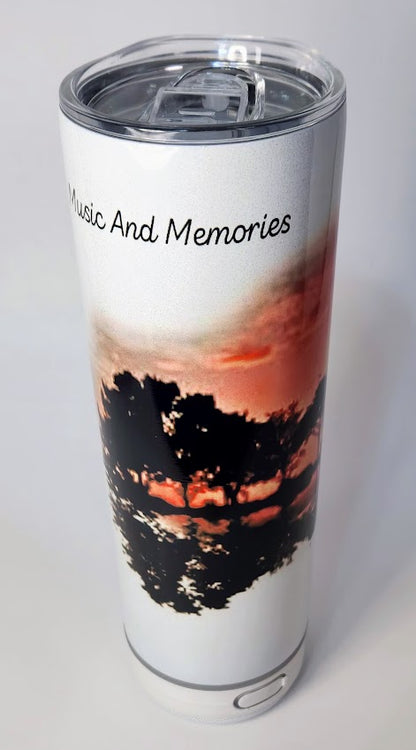 RTS 20oz Blue tooth Speaker "music and Memories" Hot/Cold Tumbler - Pink Dog makes