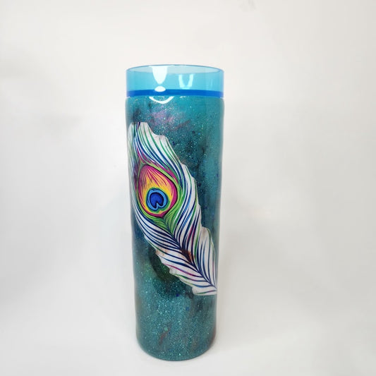 Hand Glittered Peacock Acrylic Tumblers