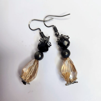 Handcrafted Upcycled Tear Drop Earrings | Vintage Style Dangle Earrings