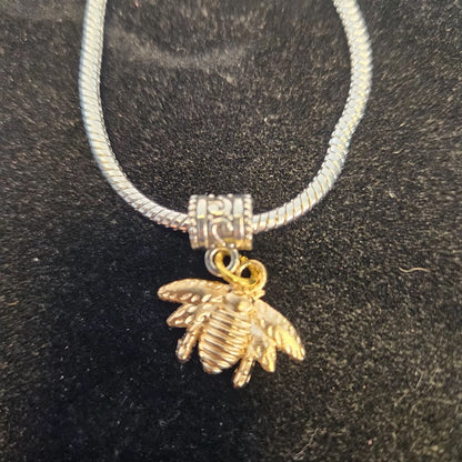 Handmade Mixed Metal Bumblebee Charm Bracelet, Pandora style