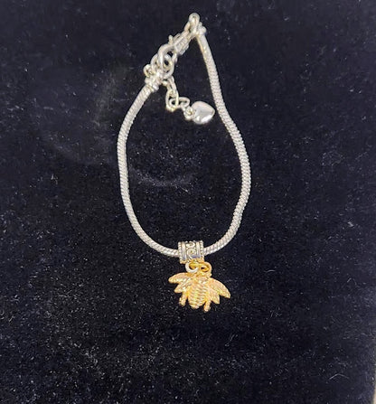 Handmade Mixed Metal Bumblebee Charm Bracelet, Pandora style