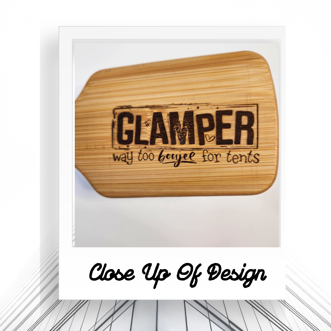 "Glamper " bamboo hair brush, Laser engraved, Plastic Bristles