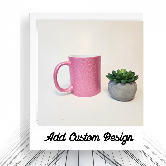 11oz Glitter Pink Coffee/Tea Mug Customizable, Gifts, Ceramic, Promotion