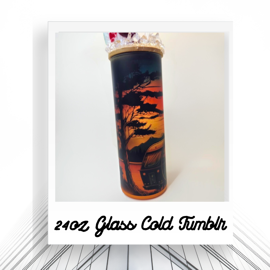 RTS 24oz Retro camper cold tumbler with ice topper