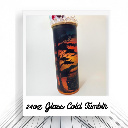 24oz Retro camper cold tumbler with ice topper