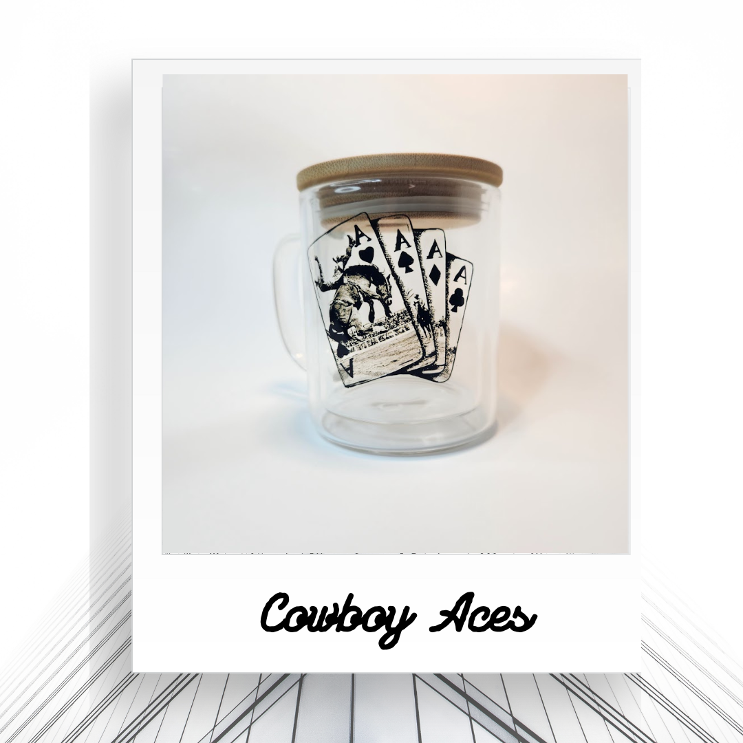 RTS 9oz Cowboy Aces Glitter Globe Mug