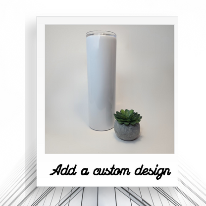 Customizable 30oz White Skinny Tumbler | Insulated Travel Cup