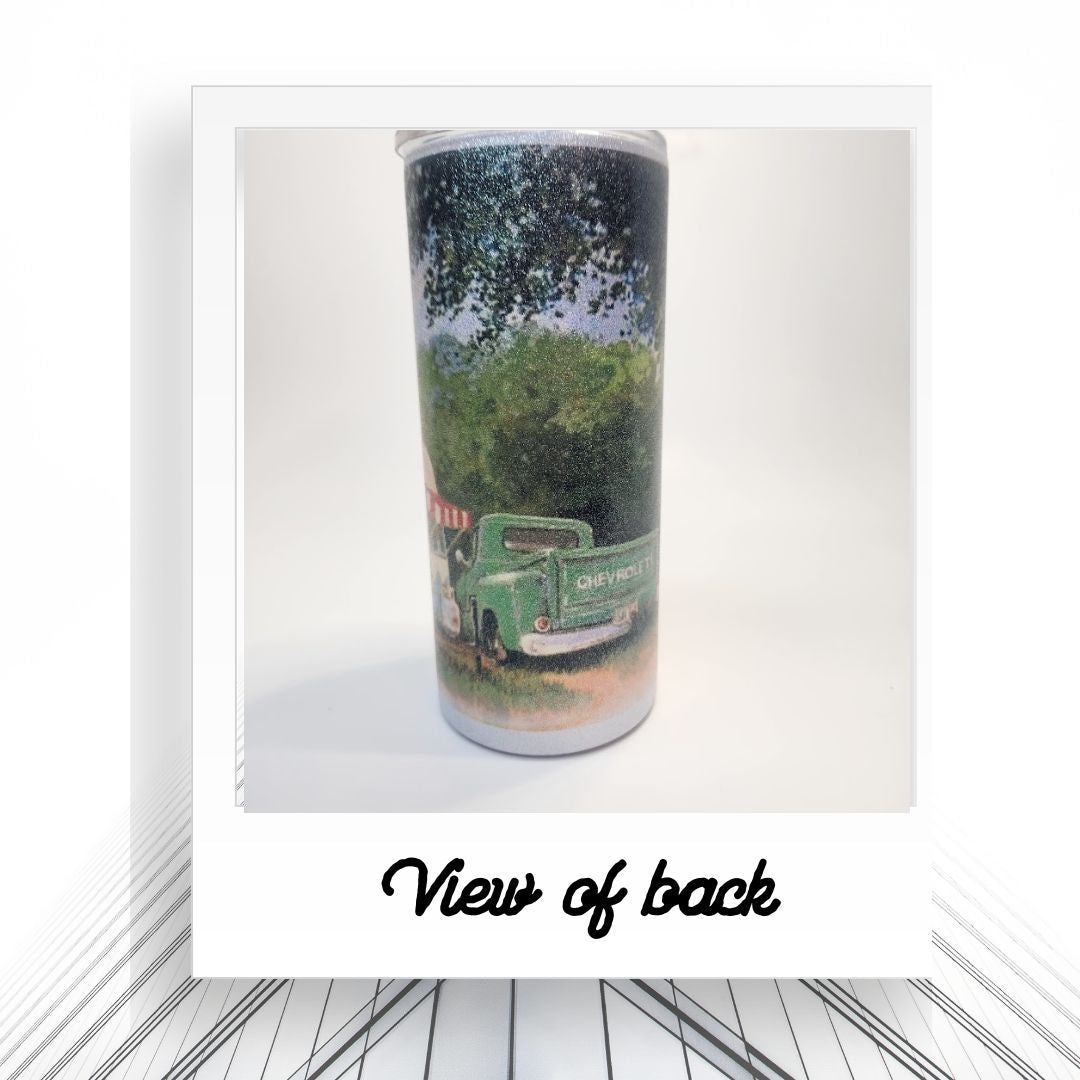 15oz Glitter "retro truck and trailer " Tumbler