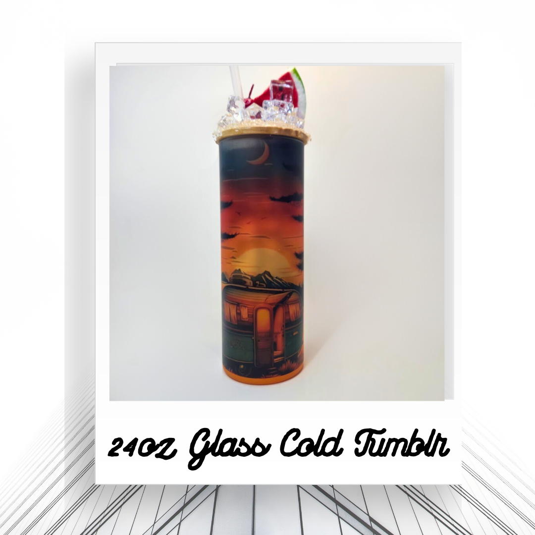 RTS 24oz Retro camper cold tumbler with ice topper