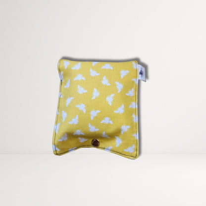 Yellow Bee Fabric Sanitary Pouch | Reusable Pads Snap Closure