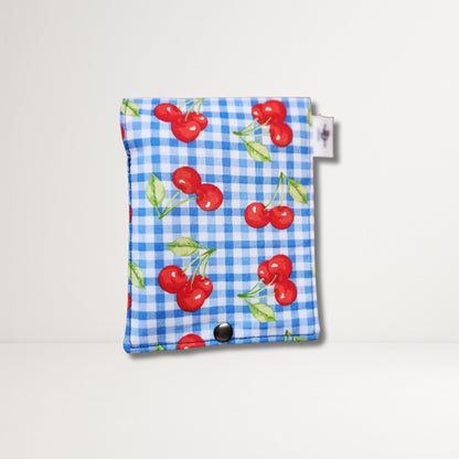 Fabric Cherry Checker Sanitary Pouch for Tampons | Reusable Snap Closure Essentials Pouch