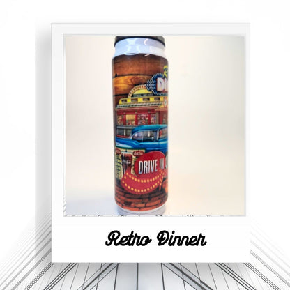 20oz Soda Can Retro Cars and Dinner| Reusable Hot And Cold Tumbler