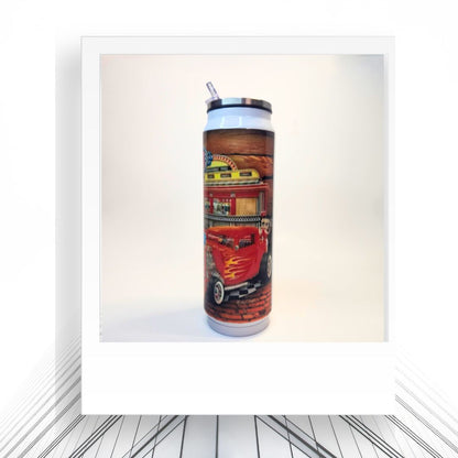 20oz Soda Can Retro Cars and Dinner| Reusable Hot And Cold Tumbler