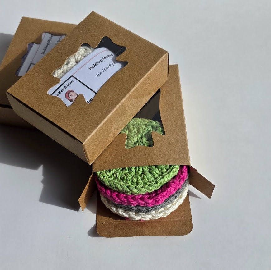Shop handmade reusable makeup remover pads made from 100% cotton. Each washable 5-pack includes five 3-inch rounds, handmade in Alberta, Canada.