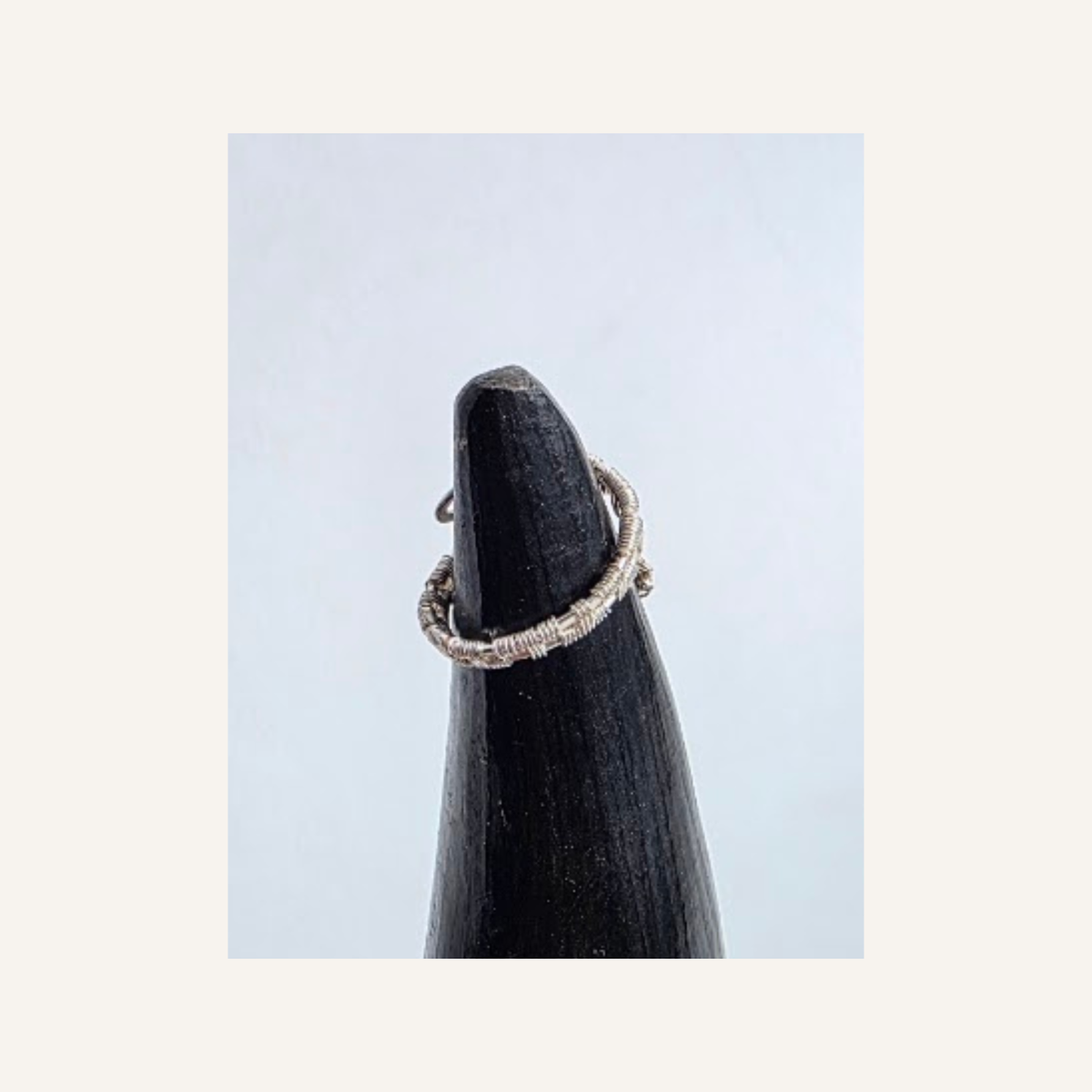 Handmade Silver-Plated Wire Wrapped Crystal Snake Ring – Adjustable